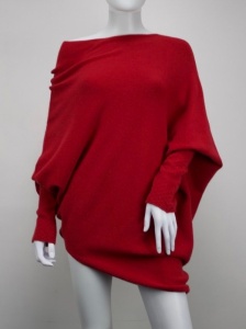 Asymmetric Fine Knit jumper - Crimson Red
